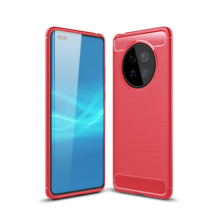 Red brushed TPU phone case with carbon-fiber texture and camera cutout