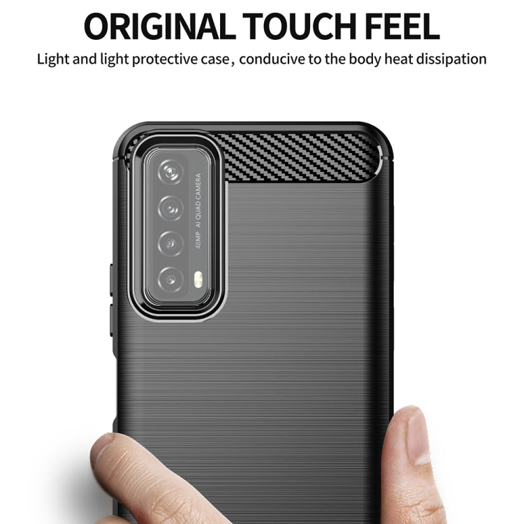 Black brushed TPU phone case with carbon-fiber camera bar and raised edge