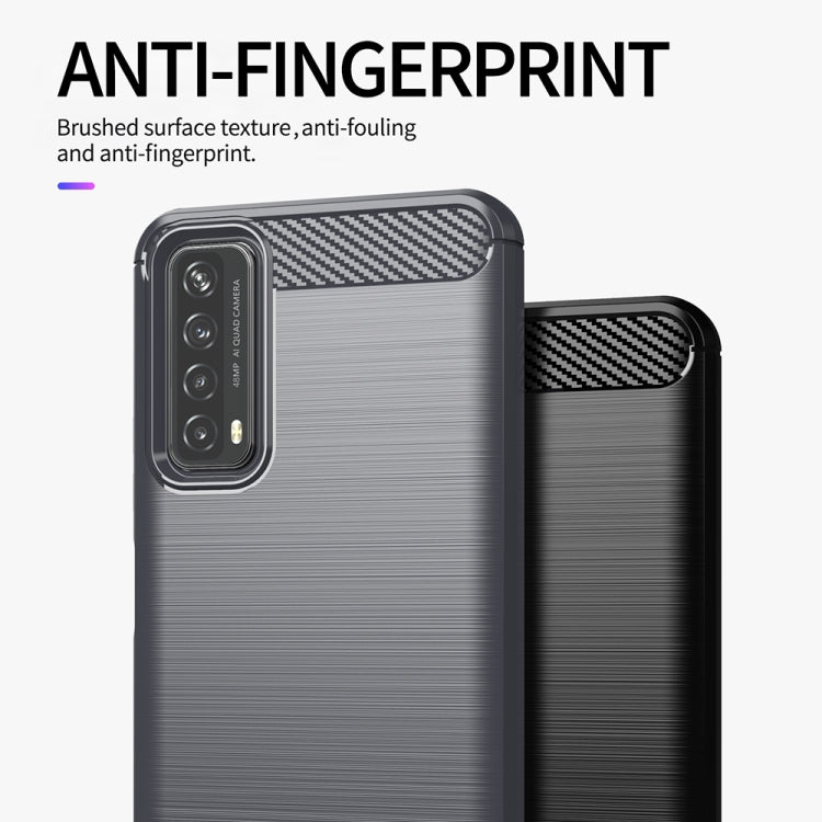 Dark gray brushed TPU phone case with carbon-fiber camera bar and camera module