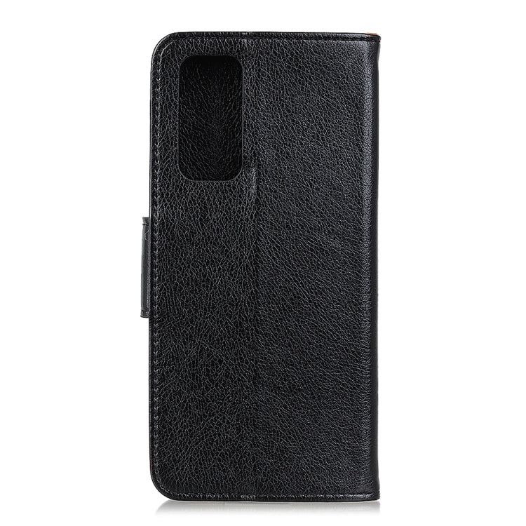 Black nappa-texture leather flip case with back pocket-style card holder