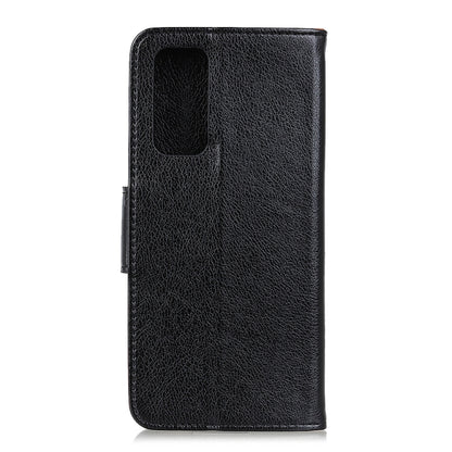 Black nappa-texture leather flip case with back pocket-style card holder