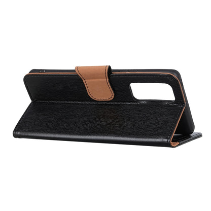 Black nappa-texture leather flip wallet case with horizontal folio cover