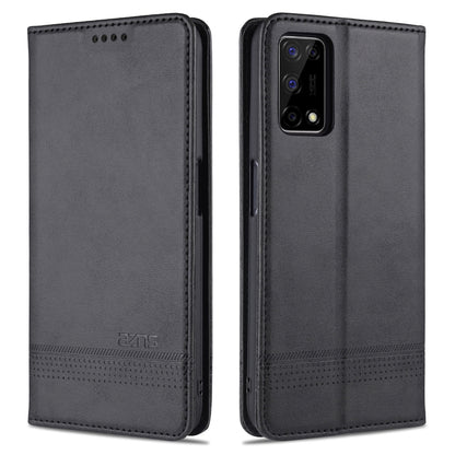 Dark gray flip leather phone case with stitched edges and rectangular camera cutout