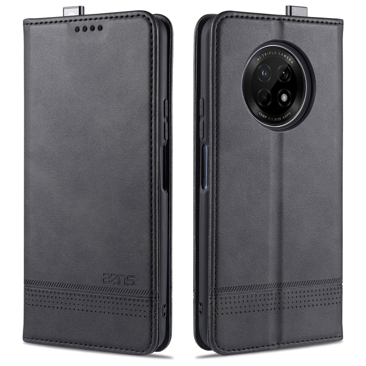 Dark gray flip leather phone case with stitched edges and circular camera window