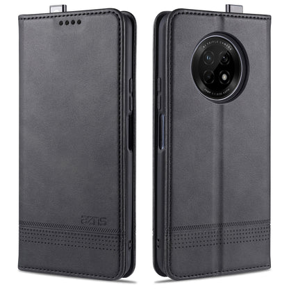 Dark gray flip leather phone case with stitched edges and circular camera window