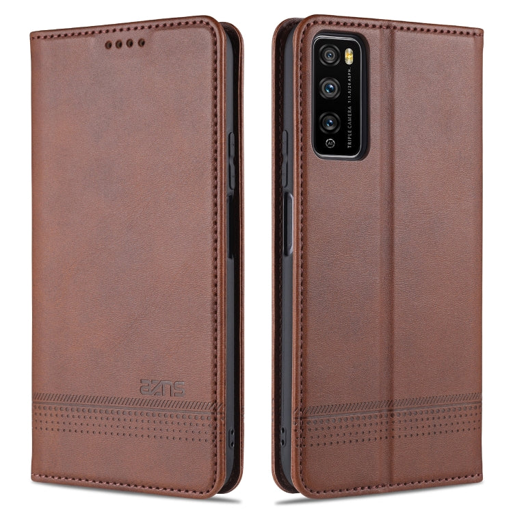 Dark brown leather flip phone wallet case with textured finish and stitch detailing