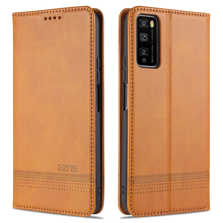 Light brown leather flip phone wallet case with textured finish and stitch detailing