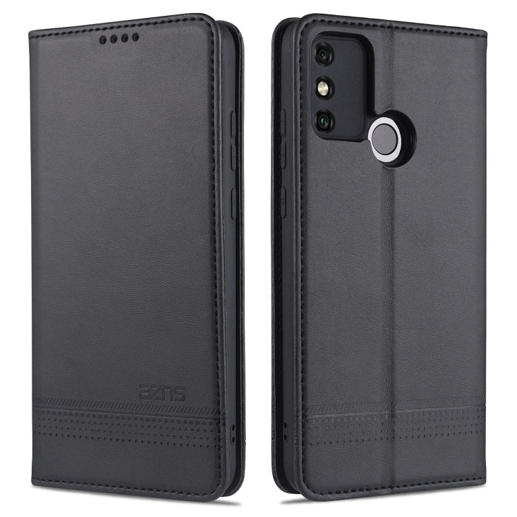 Magnetic flip leather phone case, dark color; card slots, camera cutout