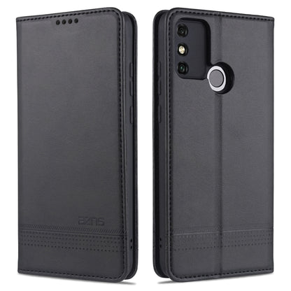 Magnetic flip leather phone case, dark color; card slots, camera cutout