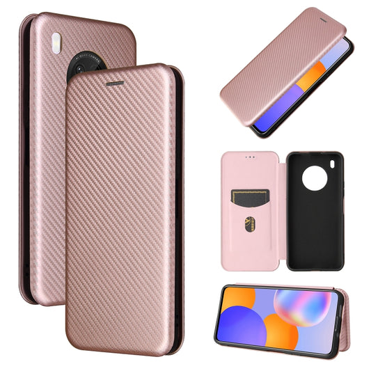 Pink carbon fiber texture magnetic flip phone case with card slot and TPU/PC/PU protection