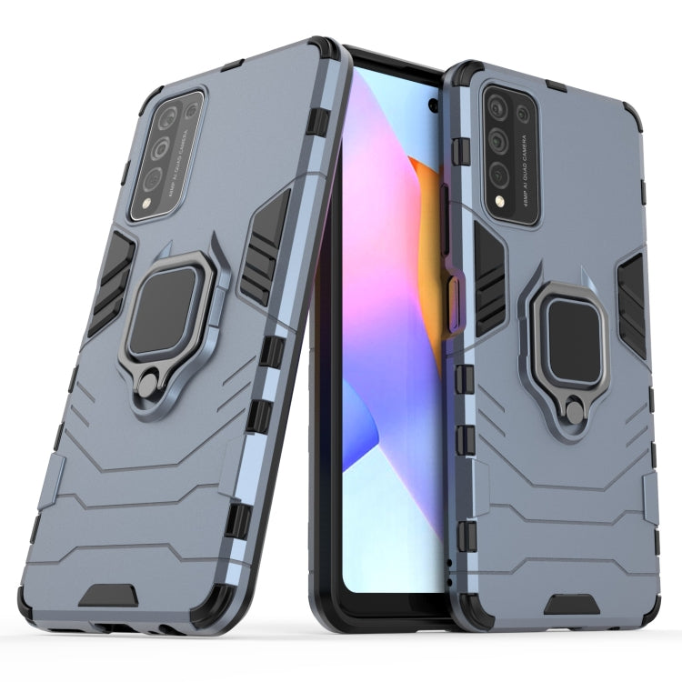 Blue shockproof phone case with magnetic ring holder for Huawei Honor 10X Lite