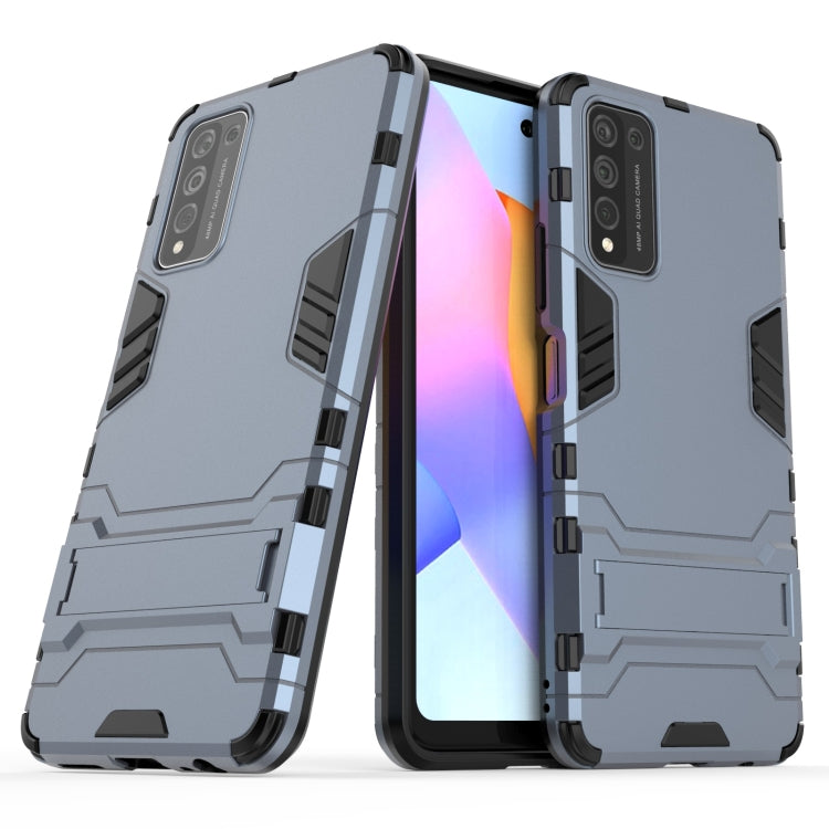 Rugged navy shockproof phone case with holder, PC+TPU armor for Huawei Honor 10X Lite