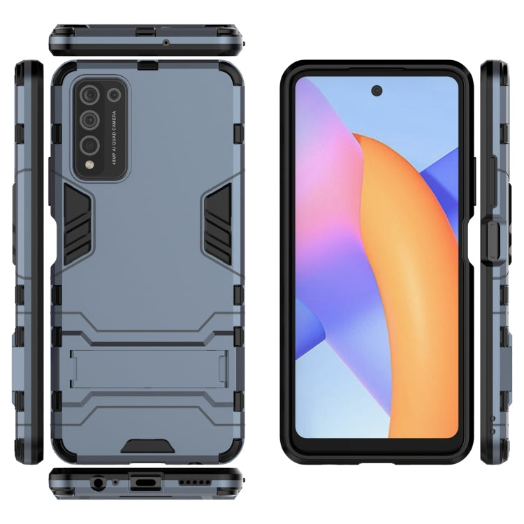 Rugged navy shockproof case with holder; back panel and front cover shown