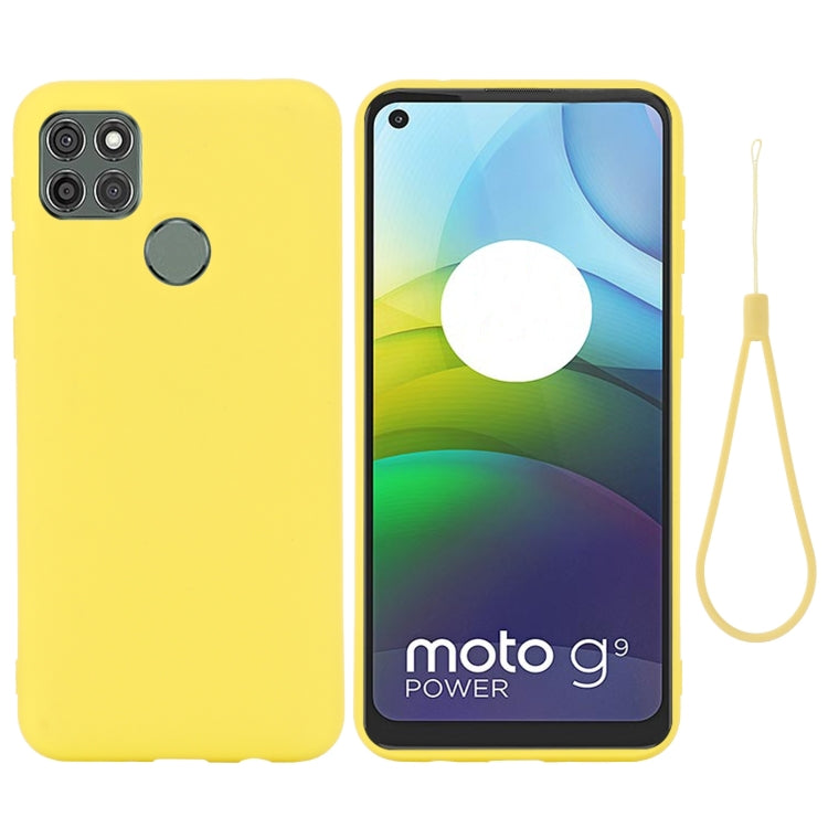 Yellow silicone phone case on phone back and front display with wrist strap