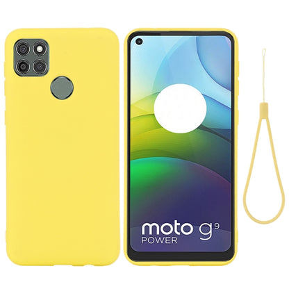 Yellow silicone phone case on phone back and front display with wrist strap