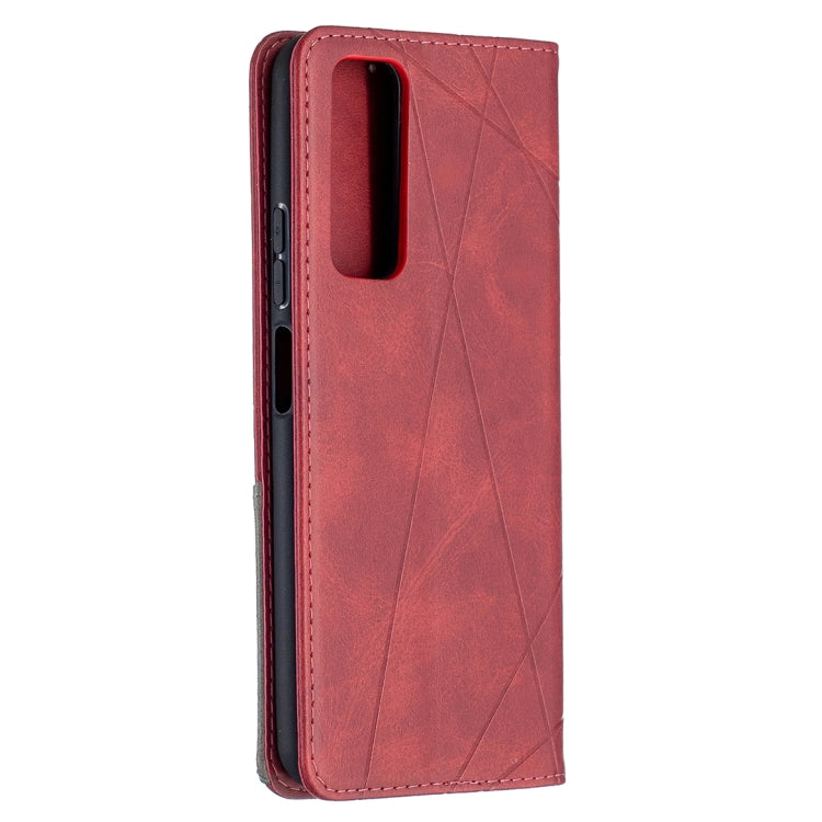 Red leather vertical flip phone case with camera cutout and side openings
