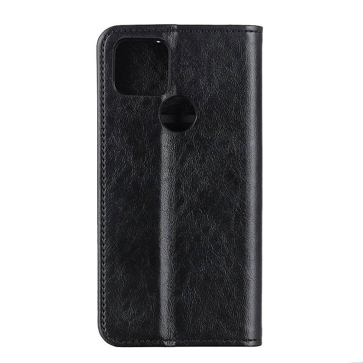 Black leather flip phone wallet case with cutout for camera
