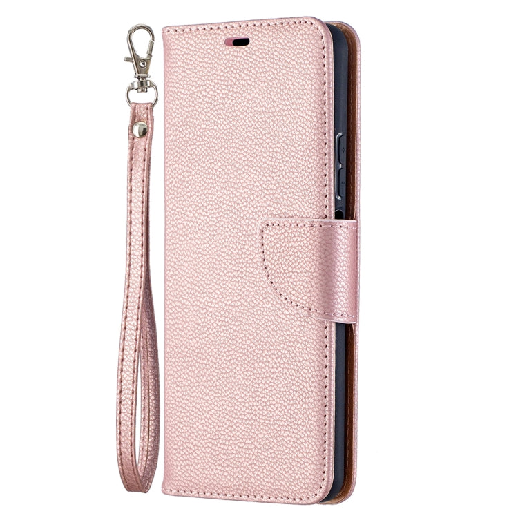 Rose gold textured flip phone wallet case with wrist strap loop and card holder