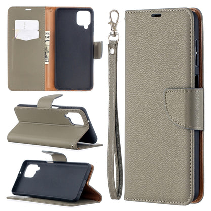 Taupe phone wallet case with lanyard, flip cover, and card slot