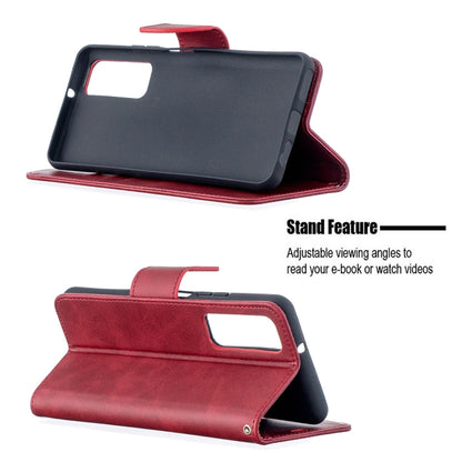 Red leather wallet phone case with stand flip cover for horizontal viewing