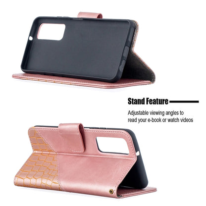 Rose gold PU leather flip phone case with stand-style viewing flap and card holder