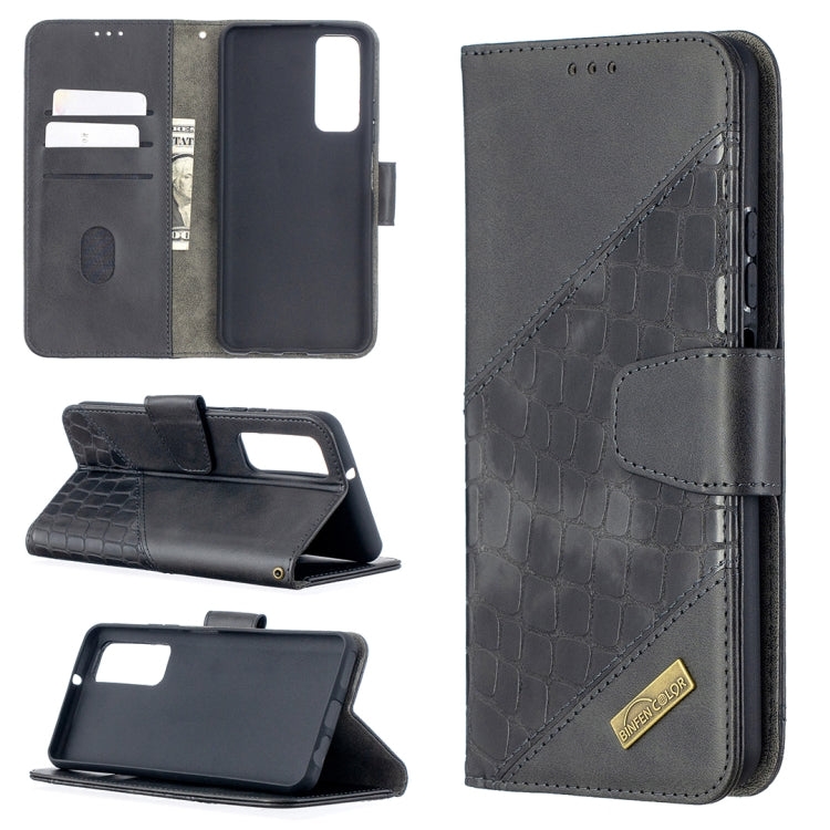 Dark gray crocodile folio wallet case with card slots and flip stand