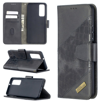 Dark gray crocodile folio wallet case with card slots and flip stand