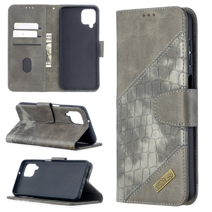 Gray crocodile folio wallet case with card slots and flip stand