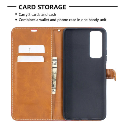 Brown flip phone case wallet interior with card slots and phone back holder