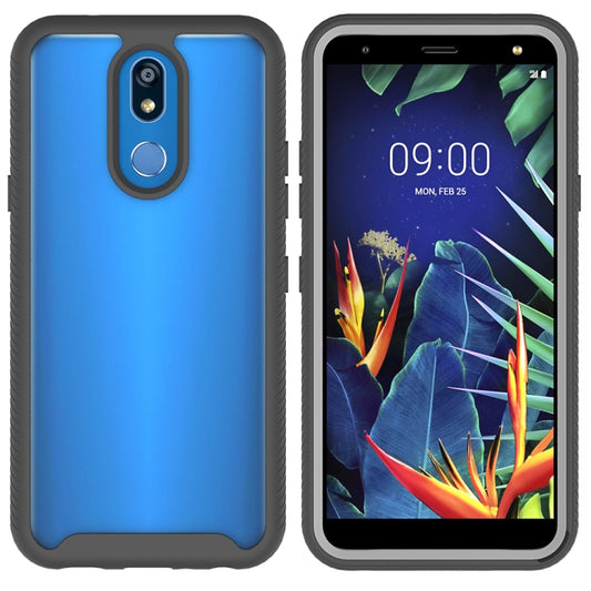 Shockproof blue phone case with black edges, reinforced corners, camera cutout