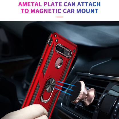 Red shockproof phone case with metal ring kickstand for magnetic car mount