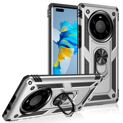Beige and black shockproof phone case with kickstand-style 360° rotating holder