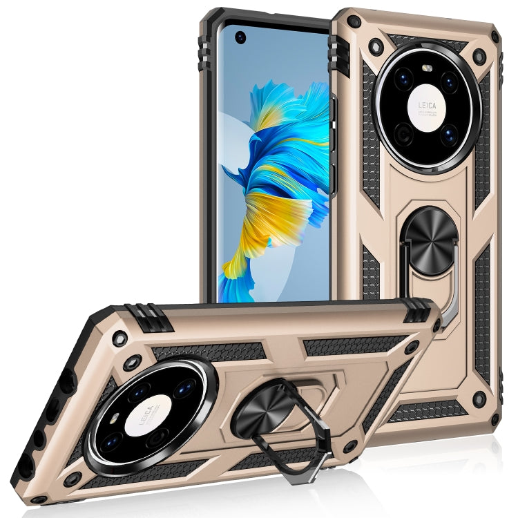 Tan and black shockproof phone case with 360° rotating holder ring