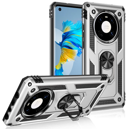 Beige and black phone case with circular camera ring and 360° rotating holder