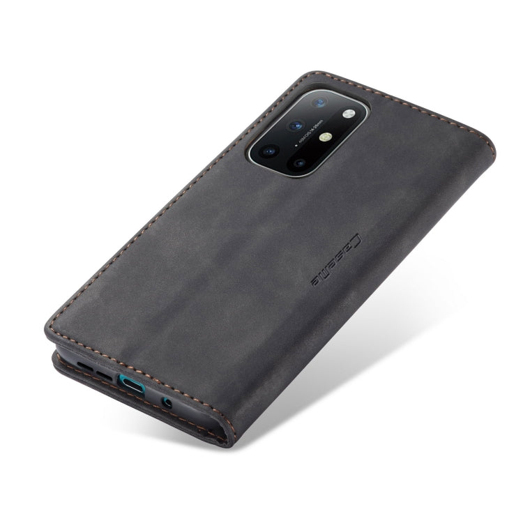 Dark leather phone case with camera cutout, subtle logo, and stitched edge detailing