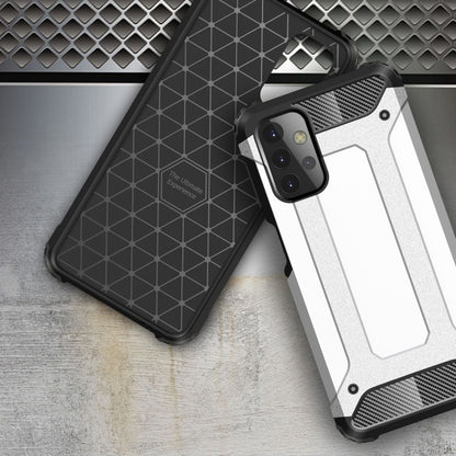 Magic Armor TPU + PC phone case with textured pattern and camera cutouts, dark and silver