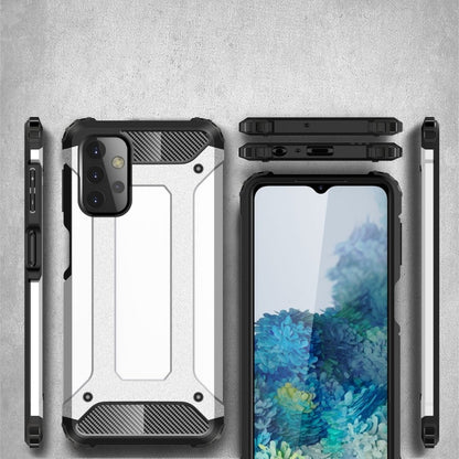 Magic Armor TPU + PC phone case in silver and dark, showing back and front protection