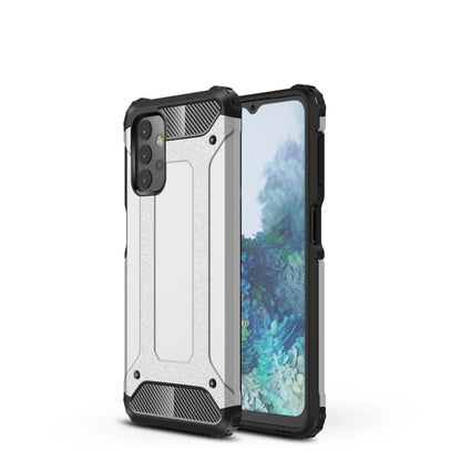 TPU and PC phone case, black frame with silver back, raised corners and camera cutouts