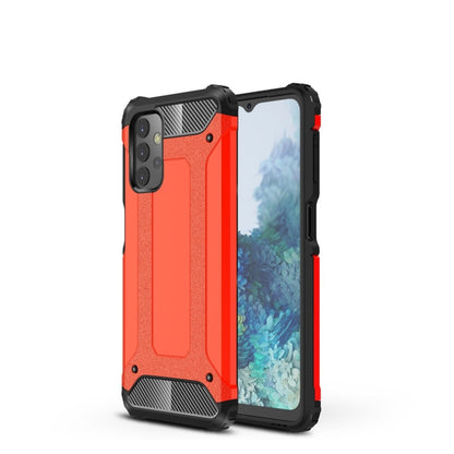 TPU and PC phone case, black frame with red back, raised corners and camera cutouts