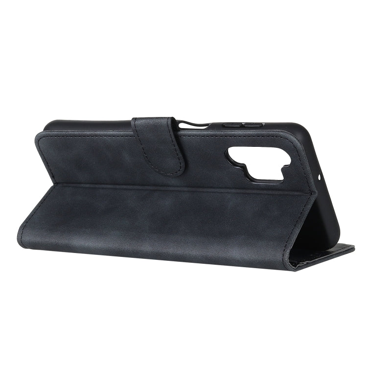 Black flip stand phone case with front flap and camera cutout opening