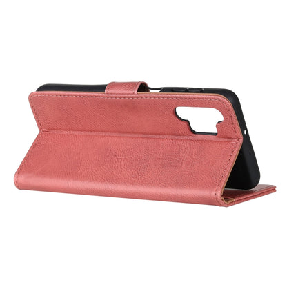 Pink cowhide-texture flip phone wallet with foldover stand and cutout