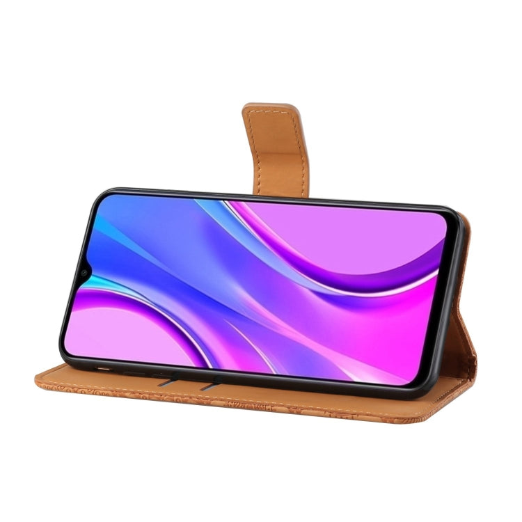 Tan leather flip phone case with folio cover and kickstand viewing angle