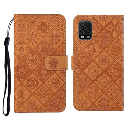 Orange embossed flip leather wallet phone case with card slots and wrist lanyard