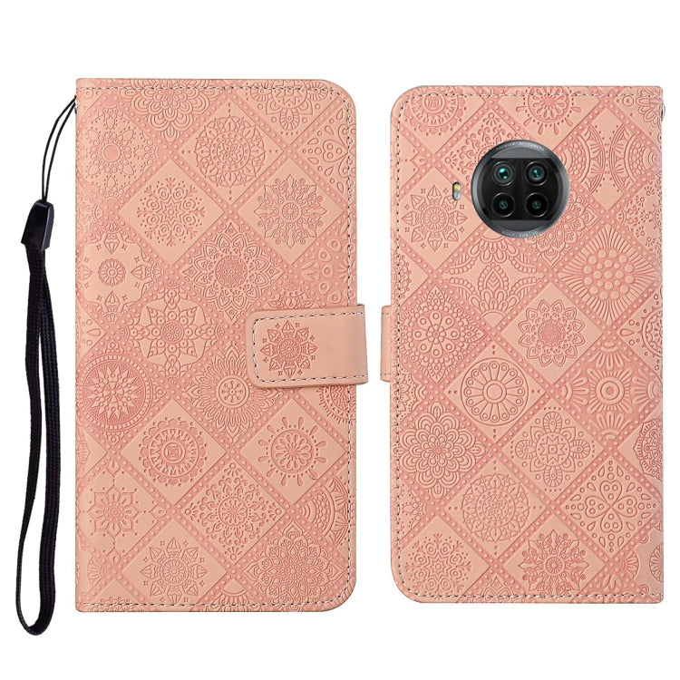 Embossed flip leather phone wallet case with card slot and wrist strap; pink