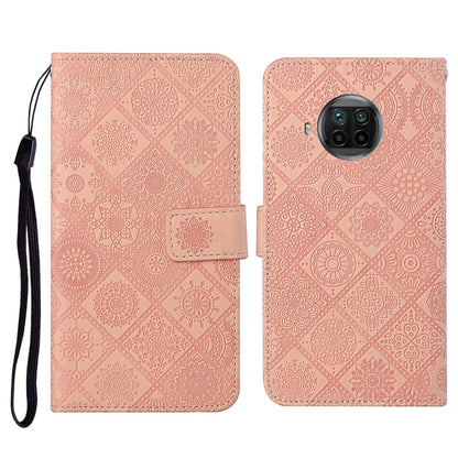 Embossed flip leather phone wallet case with card slot and wrist strap; pink