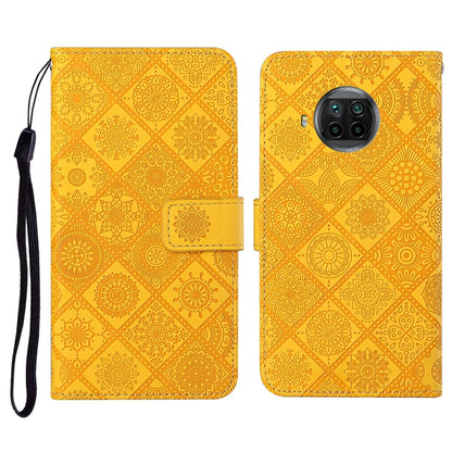 Embossed flip leather phone wallet case with card slot and wrist strap; yellow