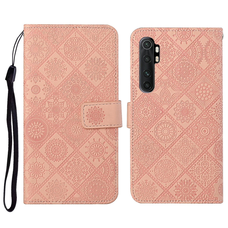 Pink embossed leather flip phone wallet case with card slot and wrist strap holder