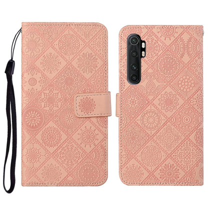 Pink embossed leather flip phone wallet case with card slot and wrist strap holder