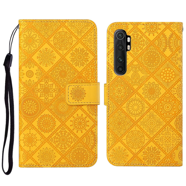 Yellow embossed leather flip phone wallet case with card slot and wrist strap holder