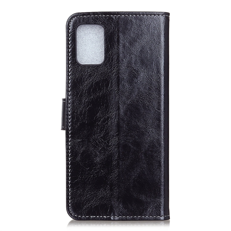 Black textured leather flip case with cutout for camera and speaker for Poco M3